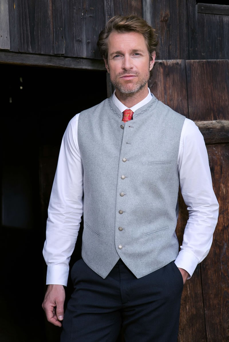 Weste Tom hellgrau uni