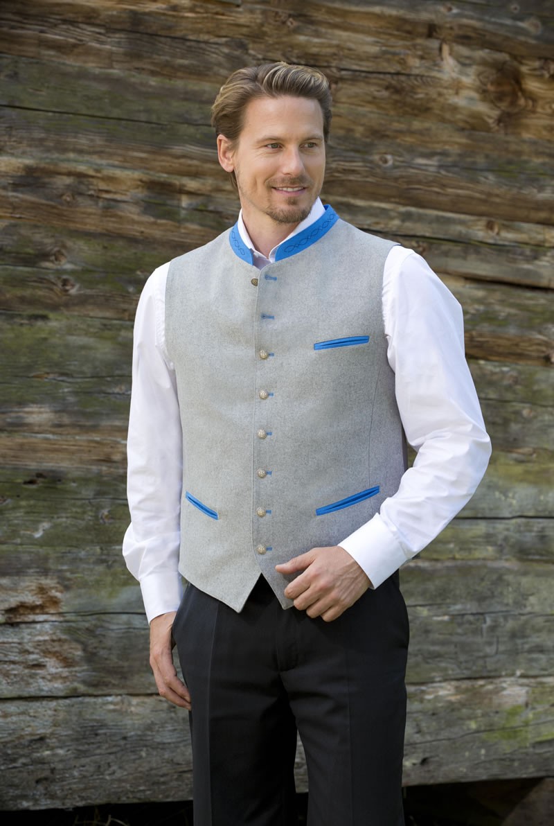 Weste Tom hellgrau kobaltblau