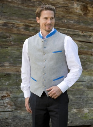 Weste Tom hellgrau kobaltblau