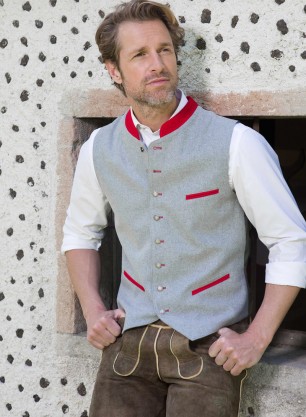 Weste Tom hellgrau rot